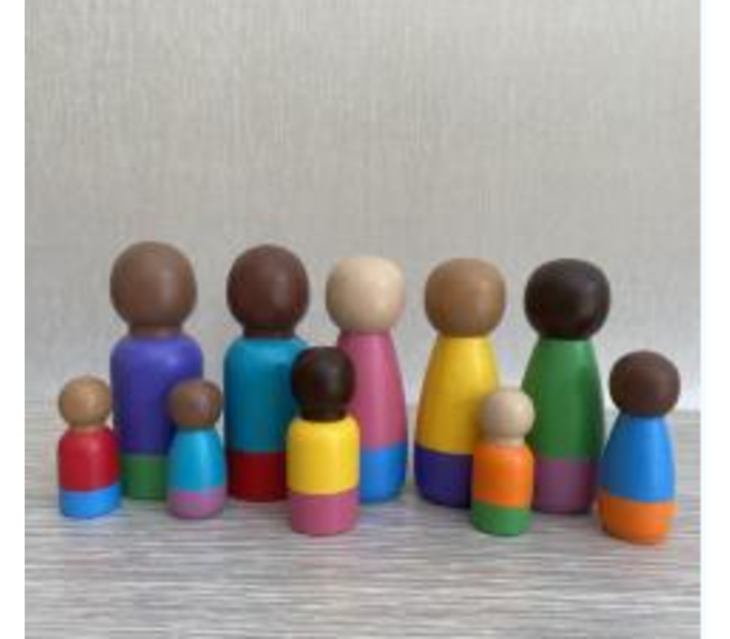 Multicultural 10 piece Wooden Peg Doll Set