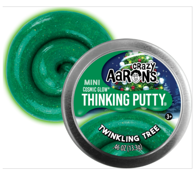 Crazy Aaron's Twinkling Tree Glitter  Glow in the Dark Thinking Putty  Mini Tin *