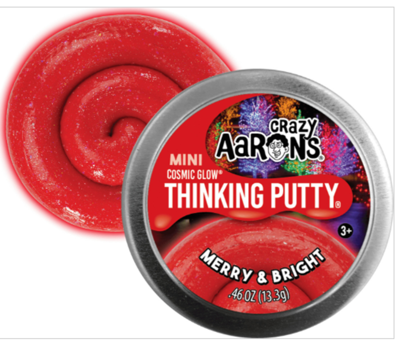 Crazy Aaron's Merry & Bright Glitter  Glow in the Dark Thinking Putty  Mini Tin *