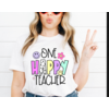 Lessons In Positivitiy One Happy Teacher- T-Shirt  Sizes: LG/XLG - grey