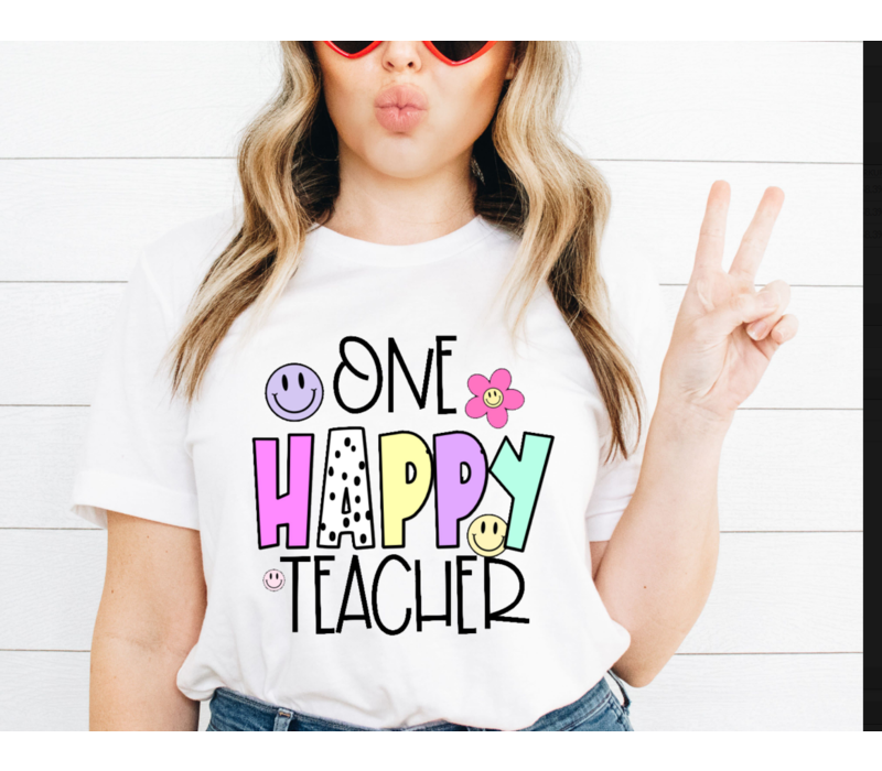 One Happy Teacher- T-Shirt  Sizes: LG/XLG - grey