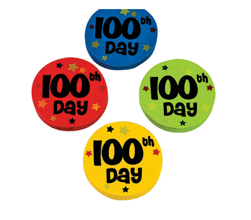 100th Day of School Erasers- 25 pieces