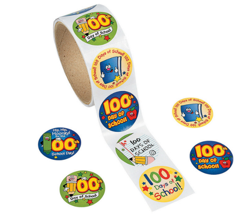 100 Days of School Roll of Stickers