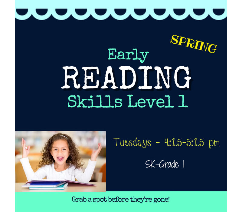 Early Reading Skills  - Level 1 SPRING  2024  Tuesdays 4:15-5:15pm