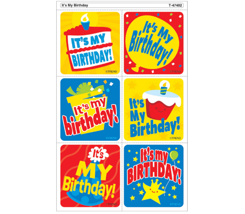 It's My Birthday Tear & Share Stickers*