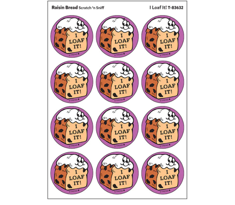 I Loaf It!  Raisin Bread Scent  Retro Scratch n Sniff Stinky Stickers