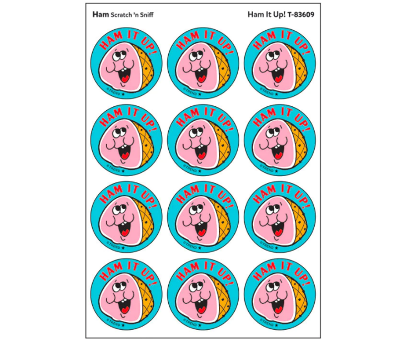 Ham It Up!, Ham Scent  Retro Scratch n Sniff Stinky Stickers*
