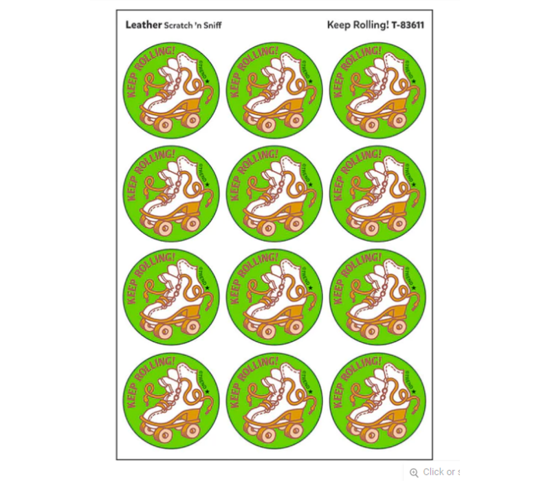 Keep Rolling!, Leather  Scent  Retro Scratch n Sniff Stinky Stickers*