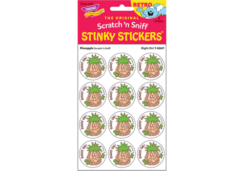 Trend Enterprises Right On! Pineapple  Scent Retro  Scratch 'n Sniff Stickers