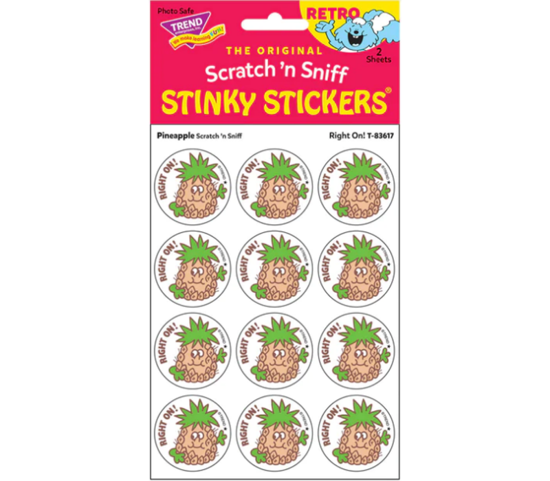 Right On! Pineapple  Scent Retro  Scratch 'n Sniff Stickers