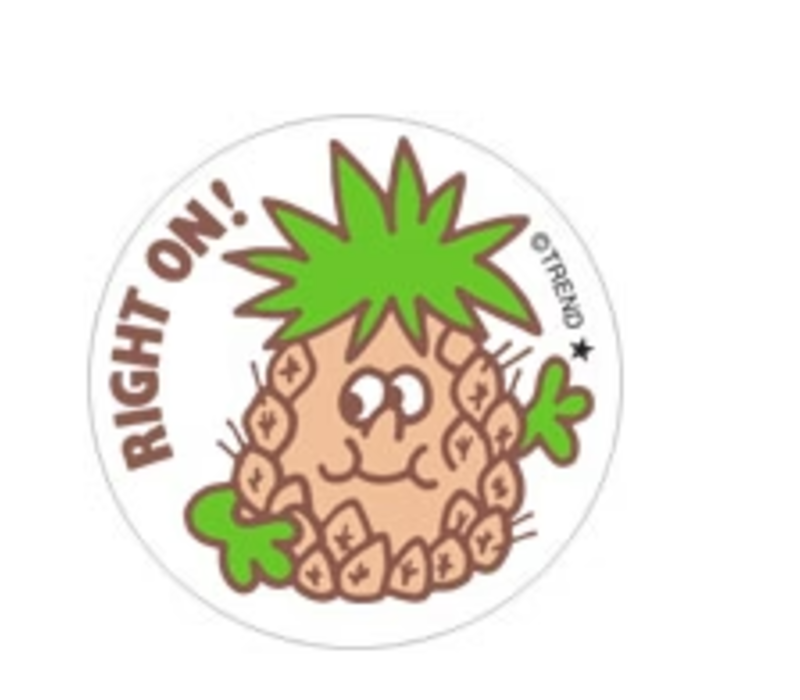Right On! Pineapple  Scent Retro  Scratch 'n Sniff Stickers