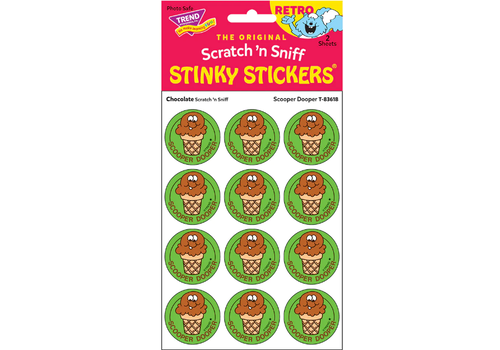 Trend Enterprises Sccoper Dooper Chocolate  Scent Retro  Scratch 'n Sniff Stickers