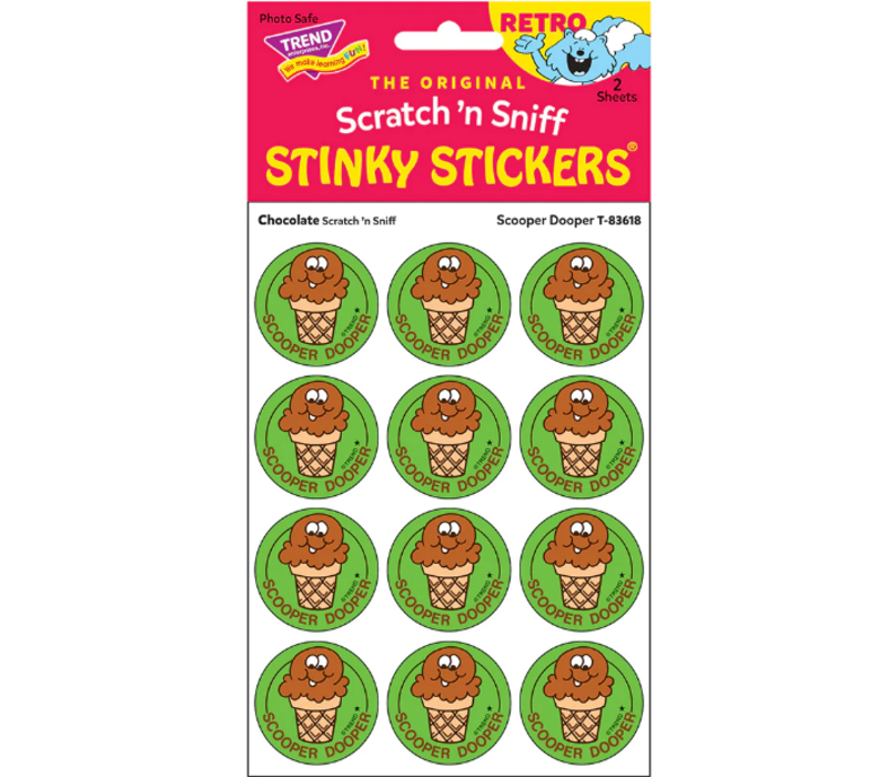 Sccoper Dooper Chocolate  Scent Retro  Scratch 'n Sniff Stickers