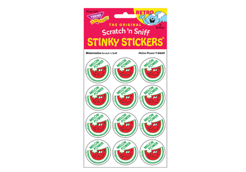 Trend Enterprises Melon Power Watermelon Scent Retro Scratch 'n Sniff Stickers