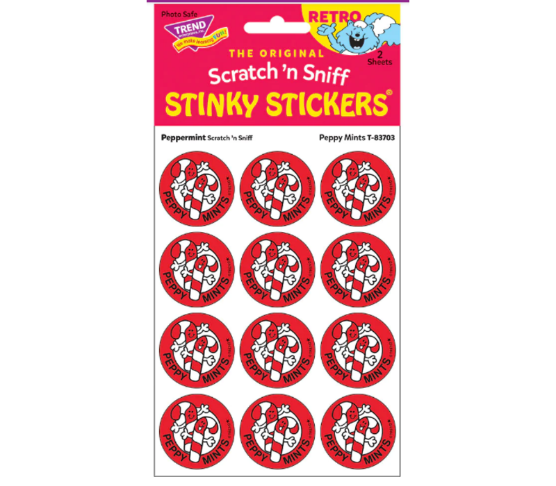 Peppy Mints Peppermint Scent Retro Scratch 'n Sniff Stickers