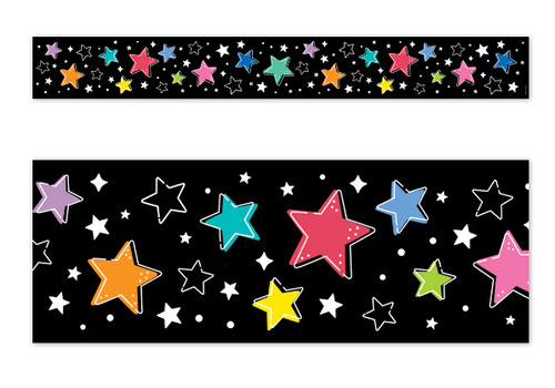 Creative Teaching Press Star Bright Colorful Stars on Black EZ Border