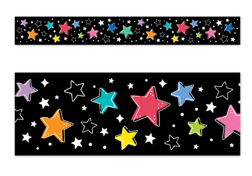 Creative Teaching Press Star Bright Colorful Stars on Black EZ Border*