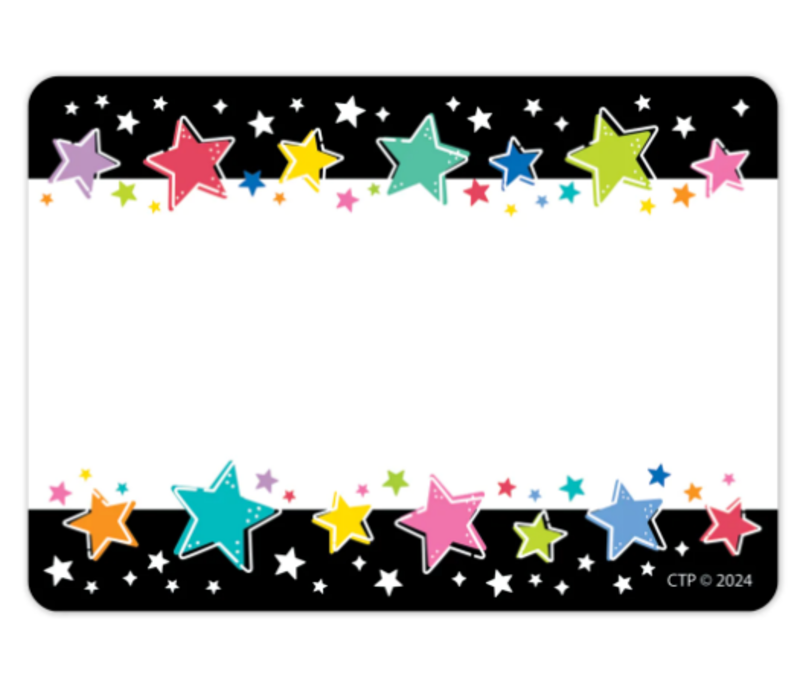 Star Bright Colourful Stars on Black Labels