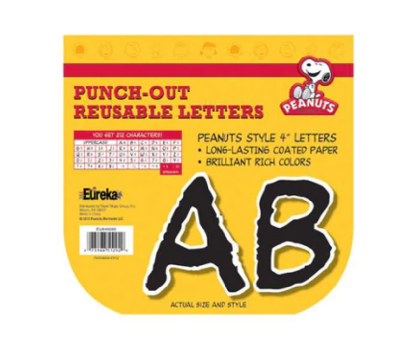 Peanuts Style 4" Black Deco Letters