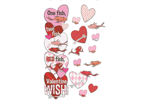 EUREKA Dr. Suess One Fish Two Fish Valentine's Day All-in-One Door Decor Set