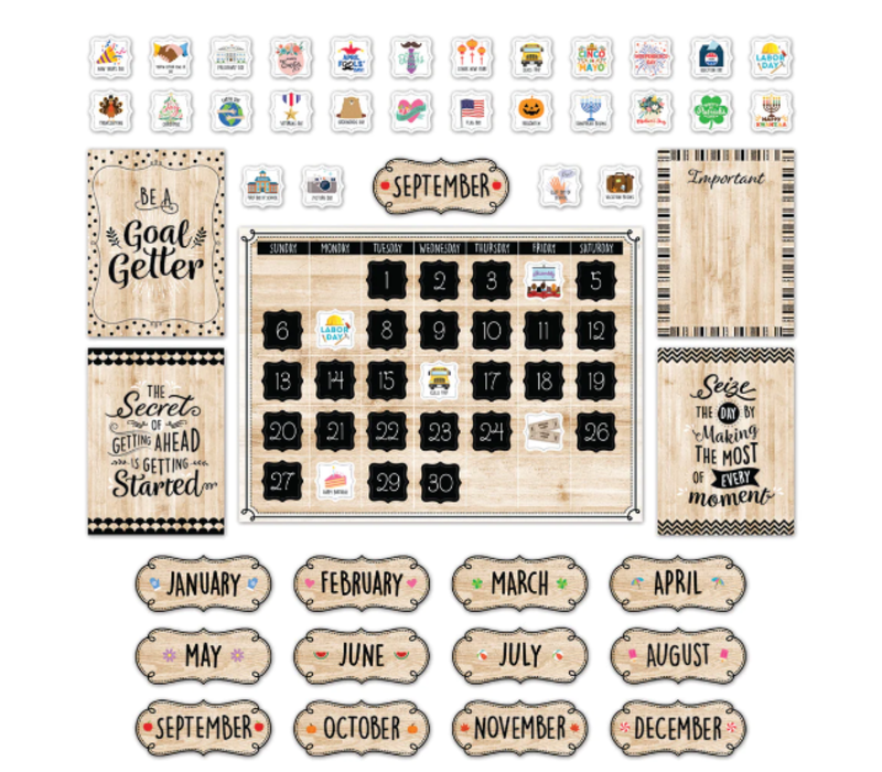Core Decor Black, White and Wood Calendar Set*
