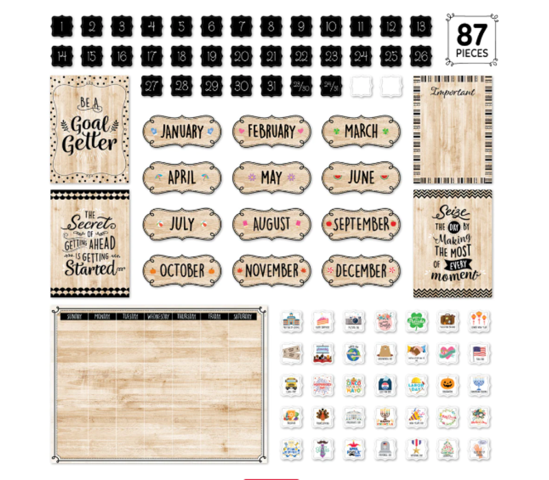 Core Decor Black, White and Wood Calendar Set*