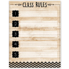Creative Teaching Press Core Decor Black, White, and Wood Happy Class Rules  Chart