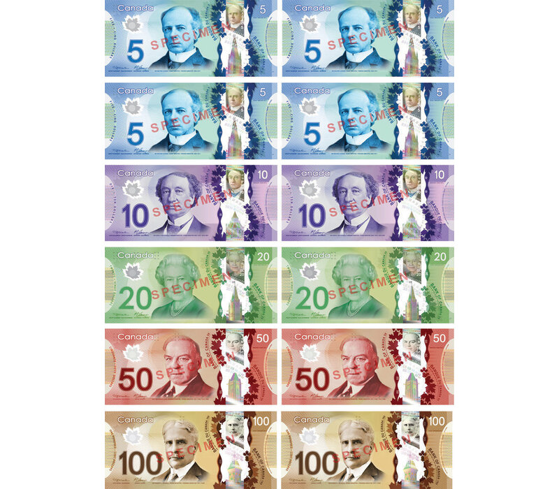 Canadian Dollars Magnetic Currency Set