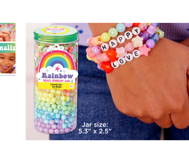 Bead Jewelry Jar Rainbow