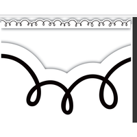 White with Black Squiggles Die-Cut Border Trim*