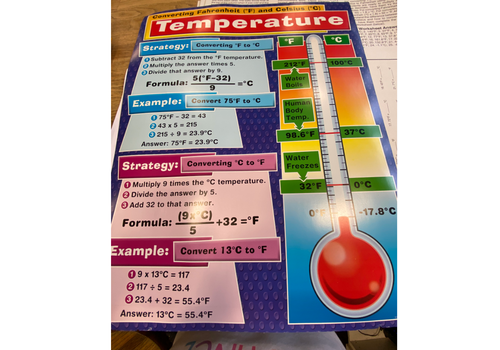 Carson Dellosa Temperature Poster - Converting Fahrenheit and Celsius* (D)