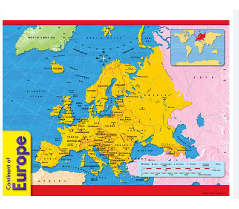 Continent of Europe Map Poster (D)*