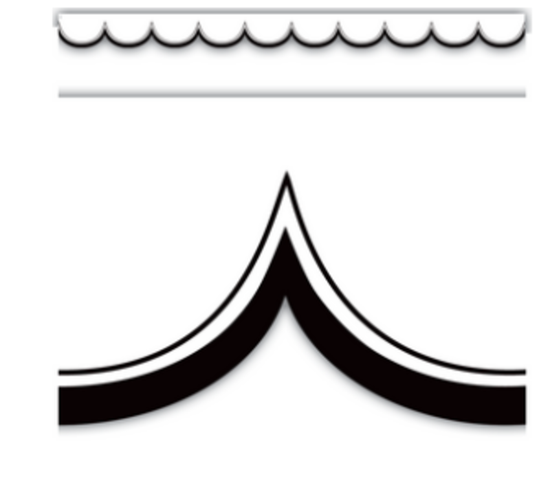 White with Black Scalloped Die-Cut Border Trim