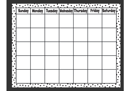 Teacher Created Resources Black Painted Dots on White  Calendar Chart*