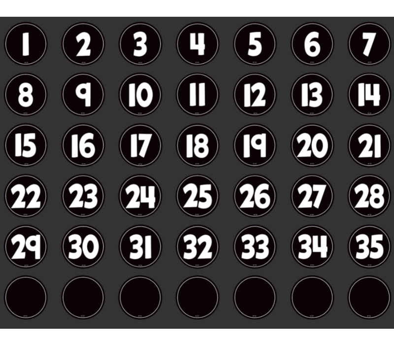 Black and White Numbers Magnetic Accents