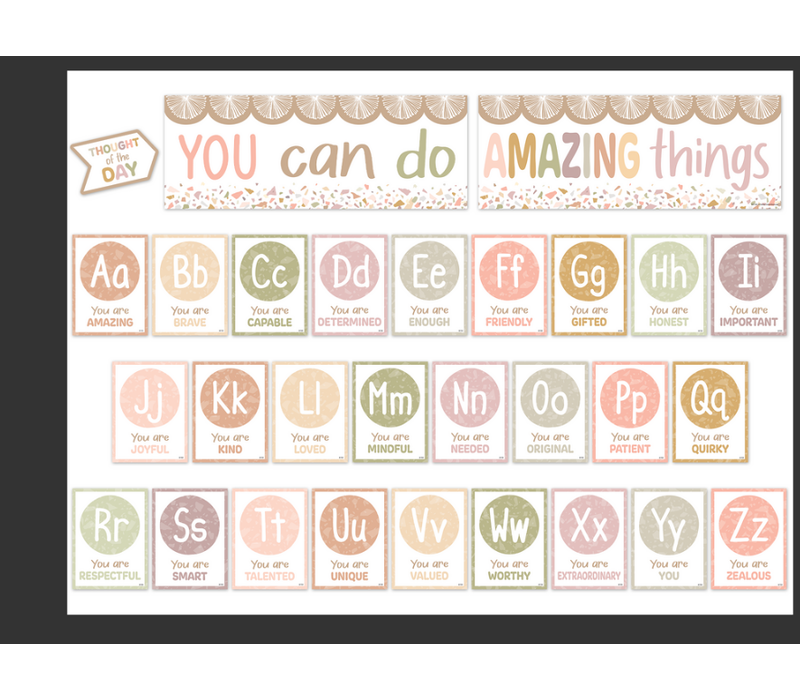 Terrazzo Tones Alphabet Affirmations Bulletin Board*