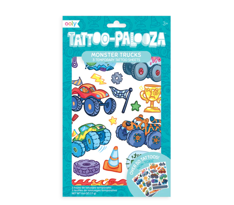 tattoo-palooza temporary tattoos - monster truck - 3 sheets tattoo-palooza temporary tattoos - monster truck - 3 sheets
