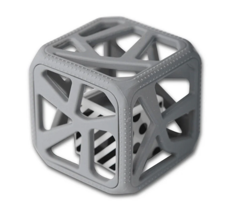 Chew Cube - Easy-Grip Teether Rattle - Grey