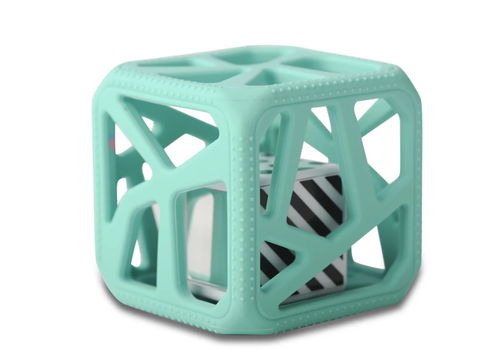 Malarkey Kids Chew Cube - Easy-Grip Teether Rattle - mint