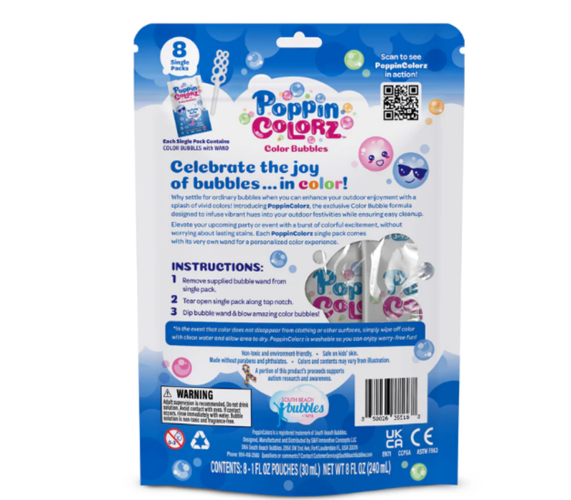 Poppin Colorz - Blue  Color Bubbles (Includes 8 single packs)*
