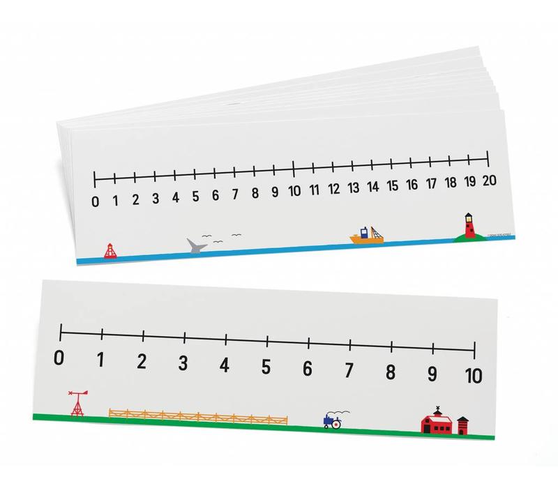 Write-On/Wipe-Off 0-10 / 0-20 Number Lines, Set of 10