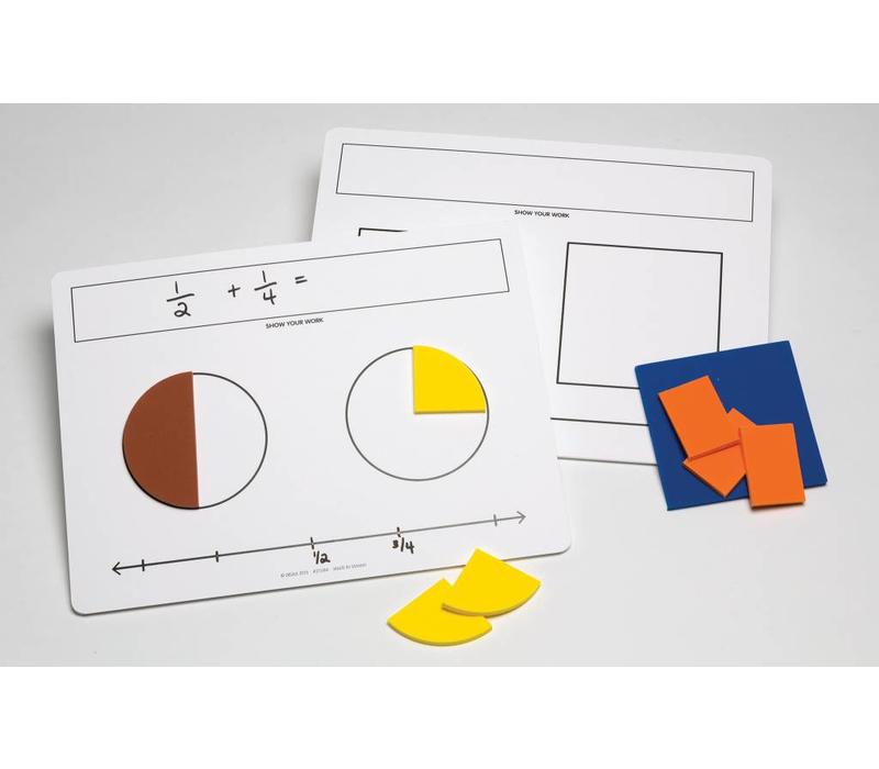 Write-On/Wipe-Off Fraction Mats, set of 10