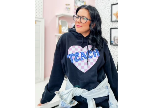 Lessons In Positivity Checkered Teach Hoodie Large*