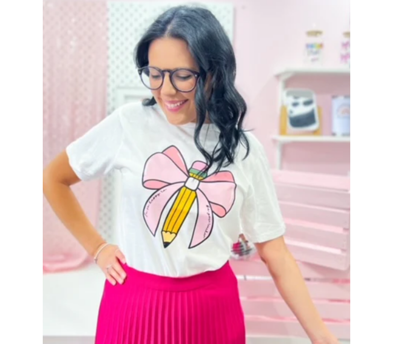 English Coquette Pencil Bow T-shirt (X-Large)