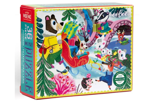 Eeboo Woodland Holiday Puzzle Assortment - 36 piece-Sleigh Ride Eeboo Woodland Holiday Puzzle Assortment - 36 piece-Sleigh Ride