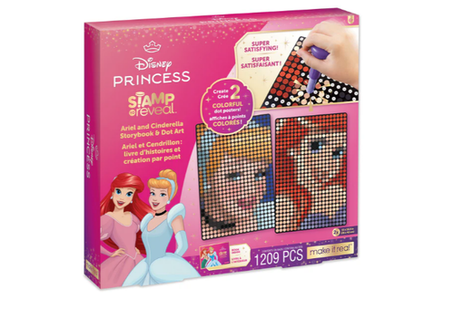 Make it Real Make It Real Disney Princess Stamp To Reveal™ 2pk Ariel & Cinderella Storybook & Dot Art*