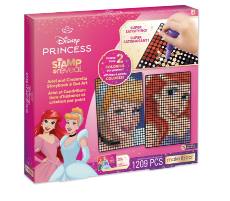 Make It Real Disney Princess Stamp To Reveal™ 2pk Ariel & Cinderella Storybook & Dot Art*