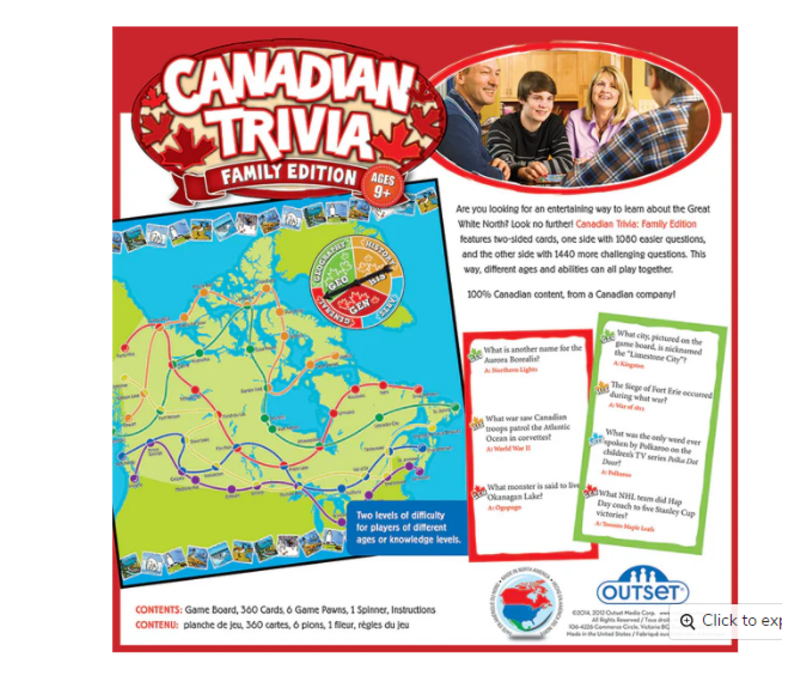 Canadian Trivia: Family Edition Game*