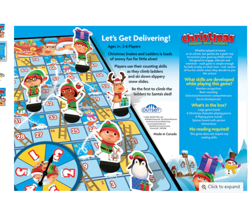 Christmas Snakes and Ladders Game