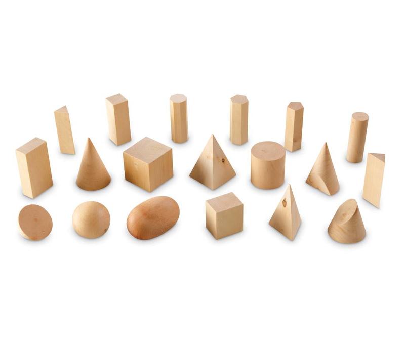 Wooden Geometric Solids, Set of 19